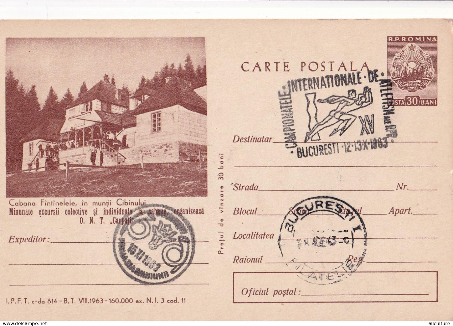 A24501 - FANTANELE COTTAGE IN THE CIBINULI MOUNTAINS  Vinatge  Postal Stationery  Romania 1963 - Entiers Postaux