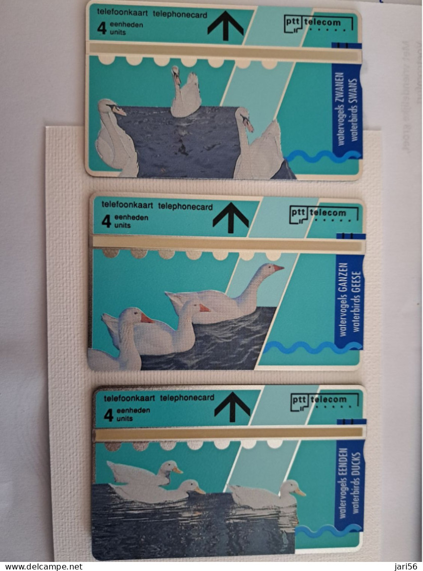 NETHERLANDS  L&G CARDS SERIE SWANS/ BIRDS  3X  R008/01-03 TELE ART    /  MINT   ** 16589** - Publiques