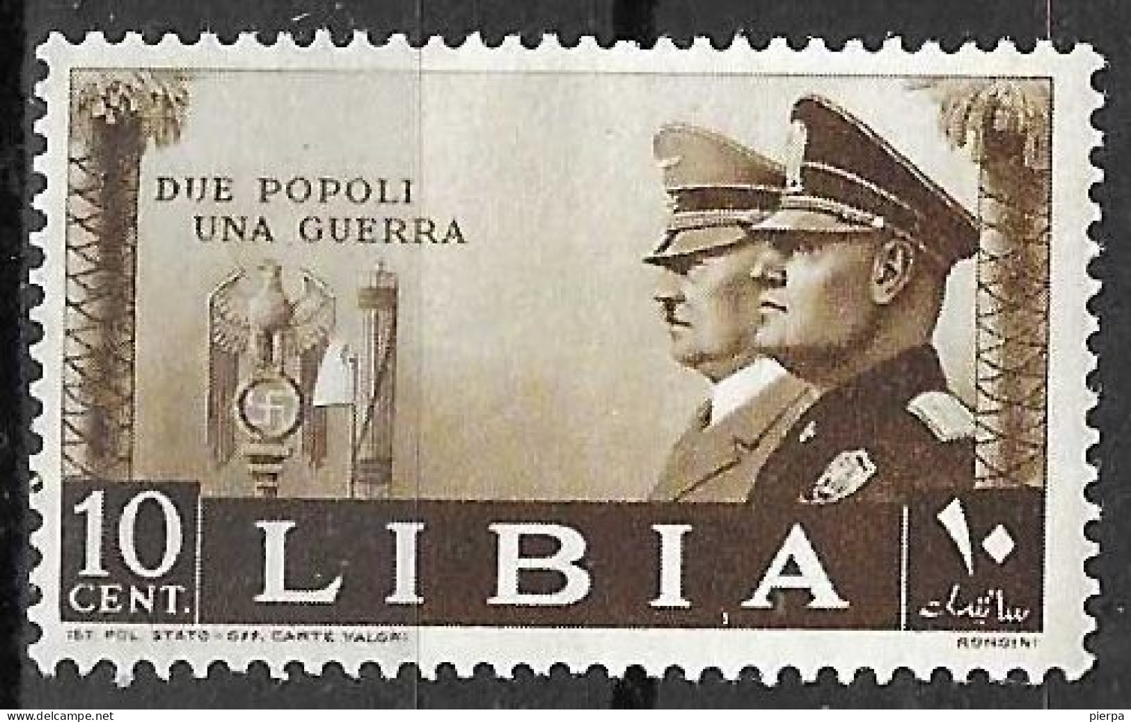 LIBIA - 1941 - MUSSOLINI E HITLER - C. 10 - NUOVO MNH**(YVERT 87 - MICHEL 117 - SS LIBIA 172) - Libye