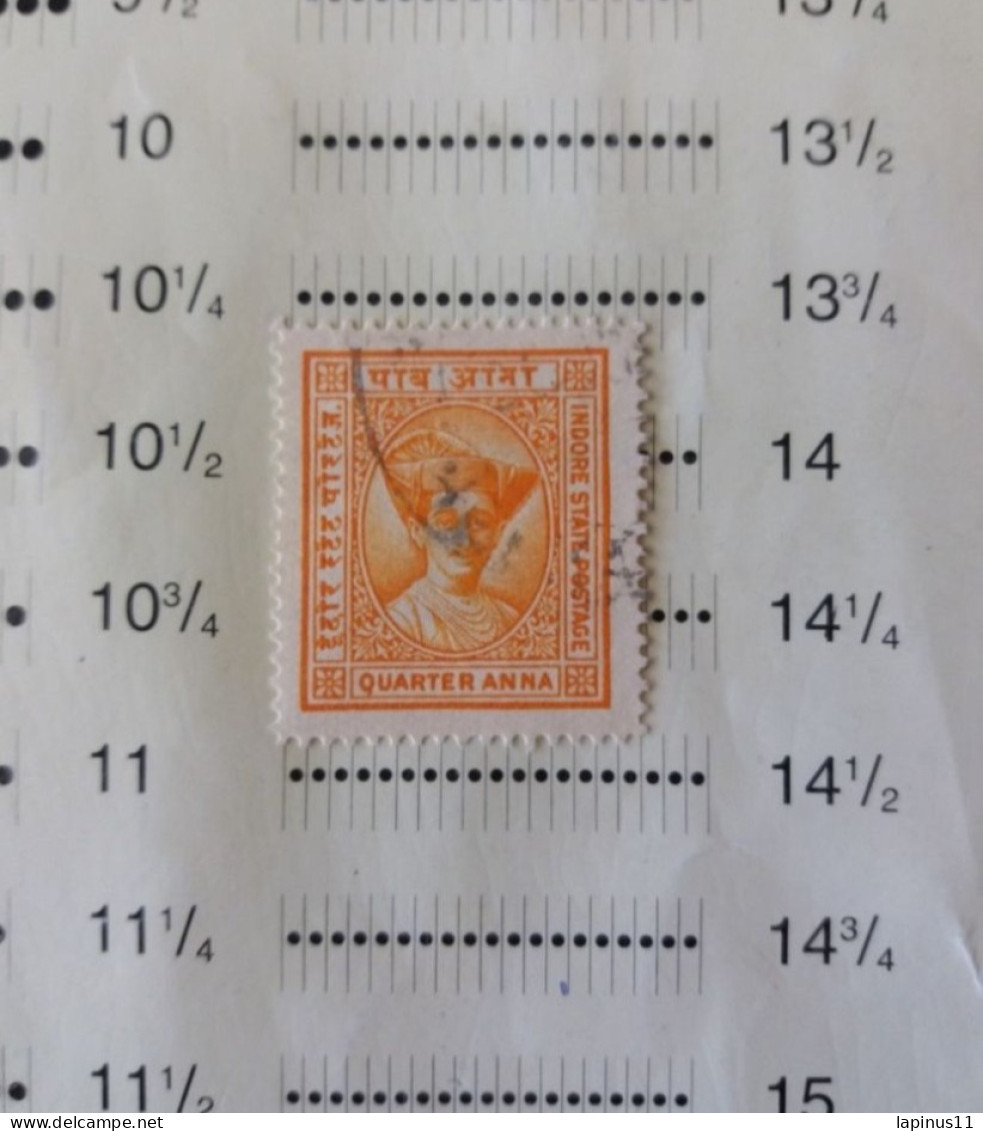 PROTECTORAT BRITANNIQUE INDIA ETATS PRINCIERS DE L INDE INDOR HOLKAR 1942 ERROR PERF 14 1/2 NO 11 - Idar