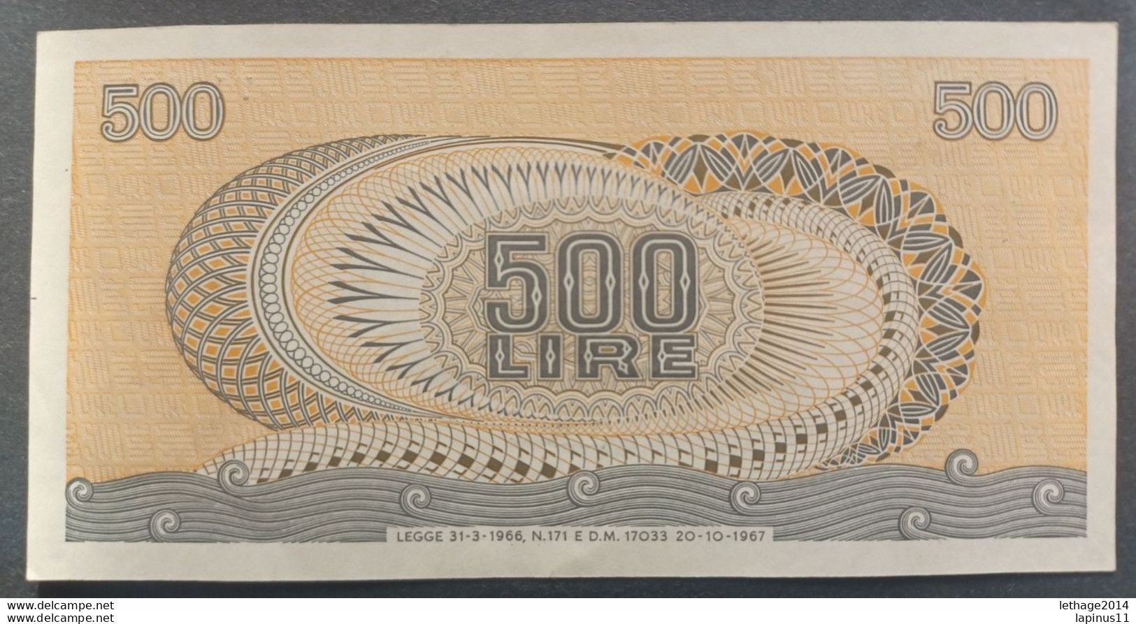 BANKNOTE ITALIA 500 LIRE 1966 STAMMATI GUBBELS SIGNORETTI UNCIRCULATED - 500 Lire