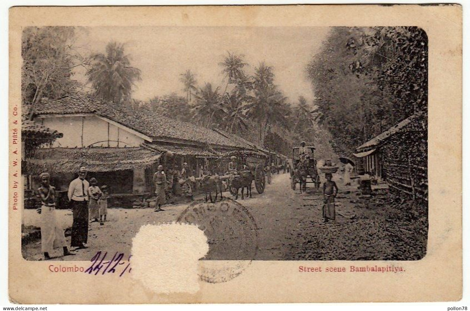 SRI LANKA - CEYLON - COLOMBO - STREET SCENE BAMBALAPITIYA - 1928 - Vedi Retro - Formato Piccolo - Sri Lanka (Ceylon)