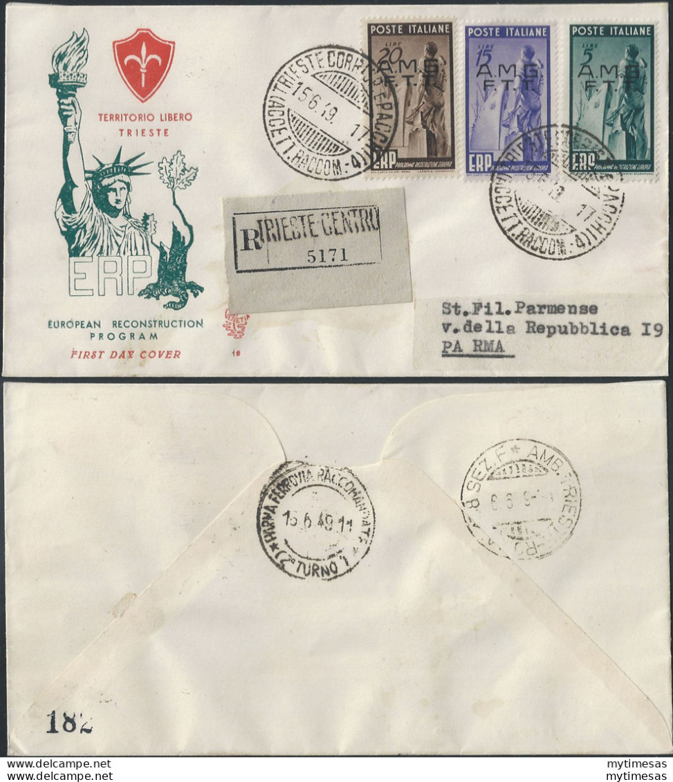 1949 Trieste A ERP Cancelled On Venetia FDC - Sonstige & Ohne Zuordnung