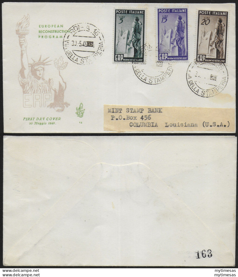 1949 Italia ERP Cancelled On Venetia FDC - 1946-60: Ungebraucht