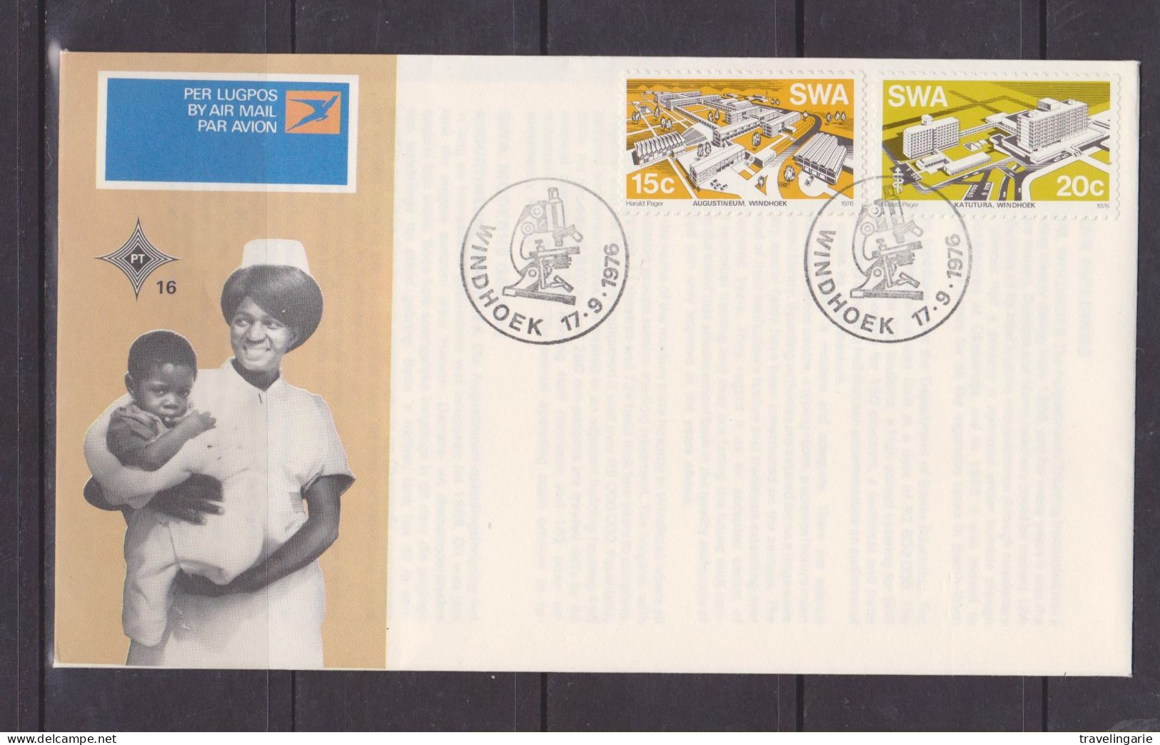 South West Africa 1976 Modern Buildings Hospital/Nurse FDC Nr. 16 Windhoek Cancellation - Zuidwest-Afrika (1923-1990)