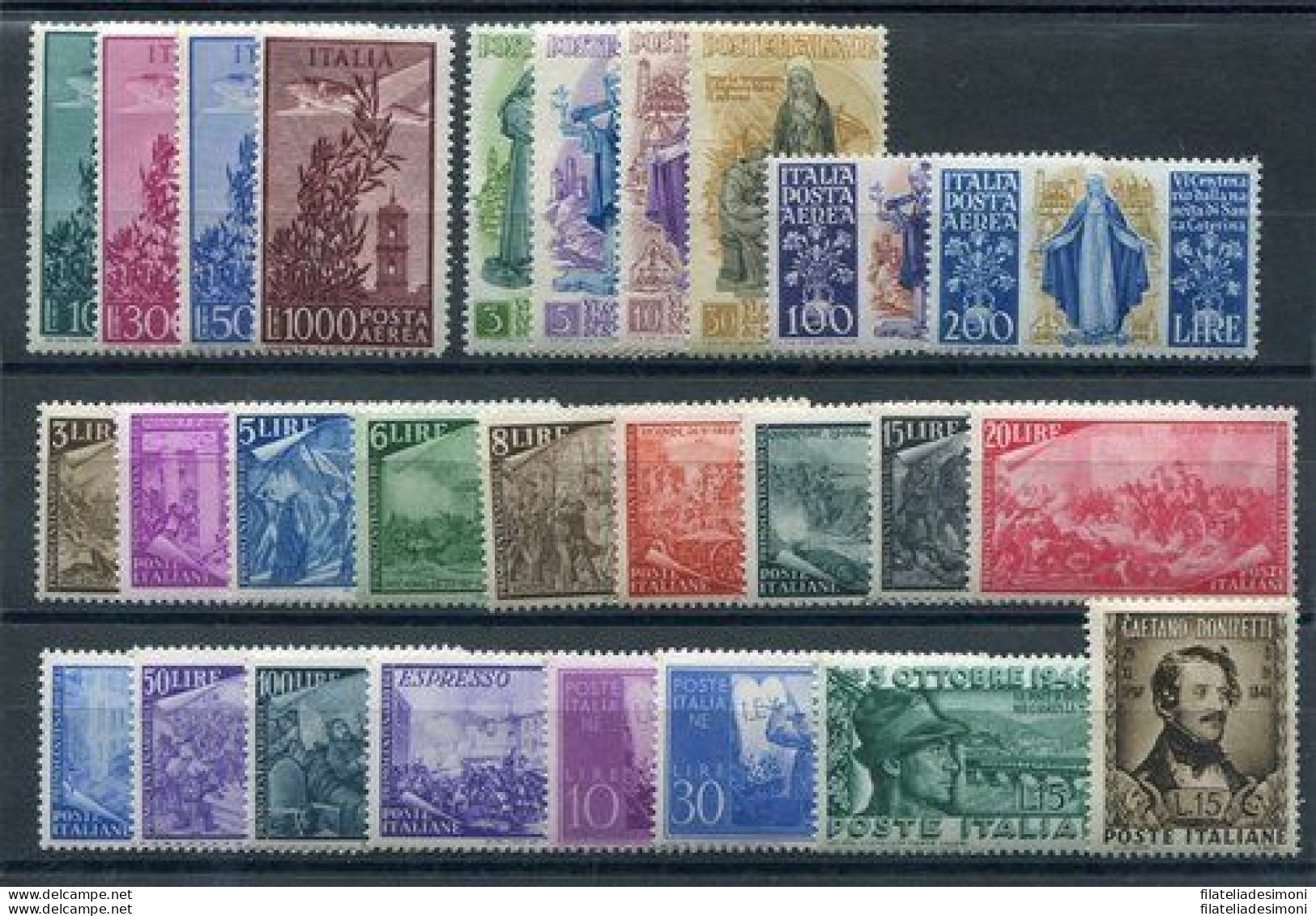 1948 Italia Repubblica , Francobolli Nuovi , Annata Completa 27 Valori, MNH** - Annate Complete