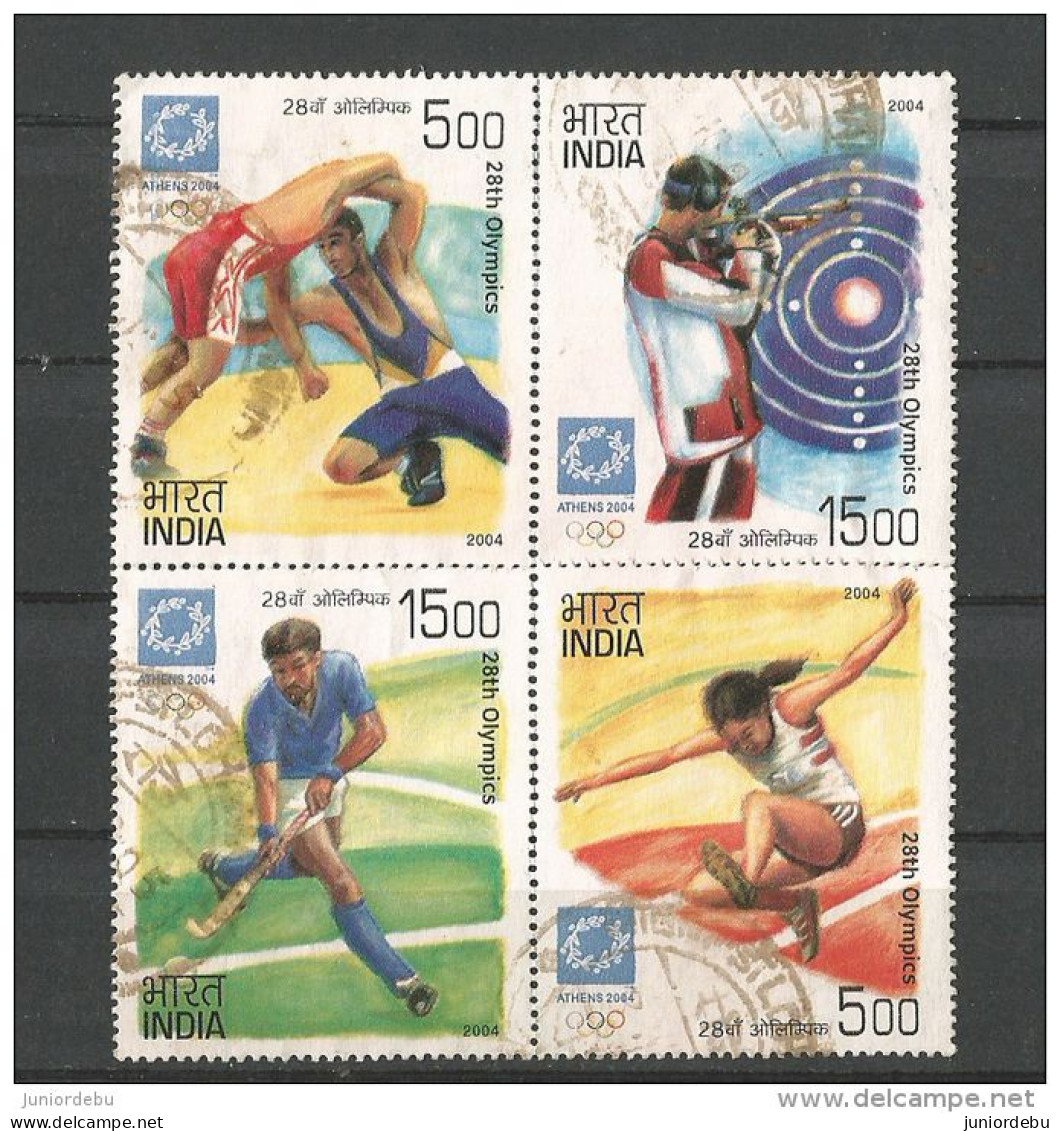 India - 2004 -Olympic Games    - Se Tenant  Set - USED. ( Condition As Per Scan ) ( OL 20/10/2013 ) - Usados