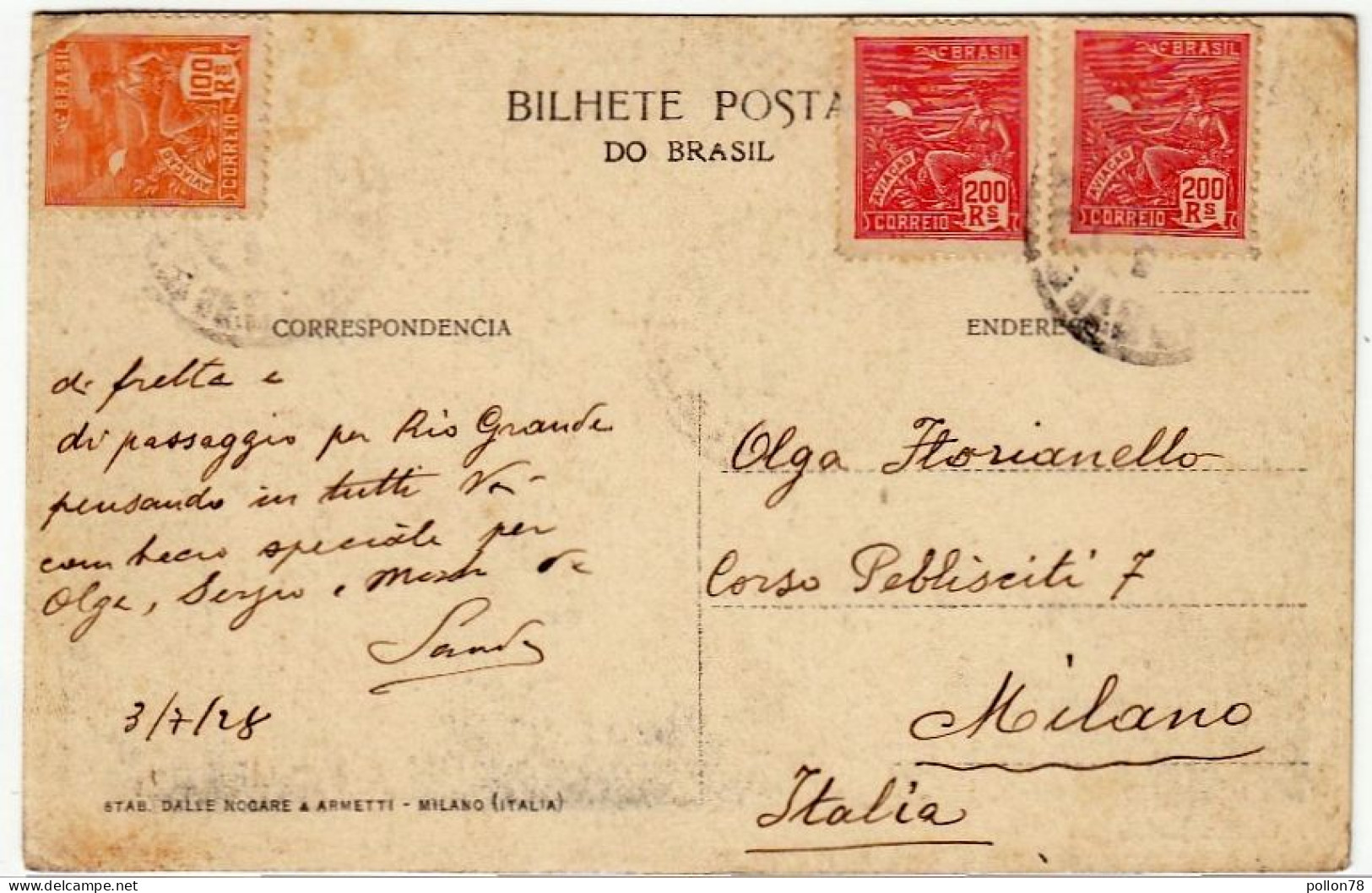 BRASILE - RIO GRANDE DO SUL - BRASIL - RUA MARQUEZ DE CAXIAS - 1928 - Vedi Retro - Formato Piccolo - Porto Alegre
