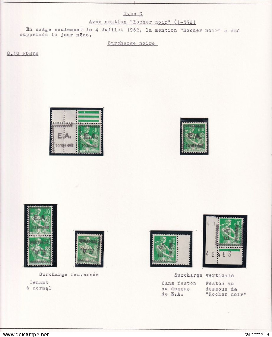 Algérie  EA Type G Avec Mention " Rocher Noir" Mention Du 4 Juillet 1962 Supprimée Le Jour Même - Argelia (1962-...)