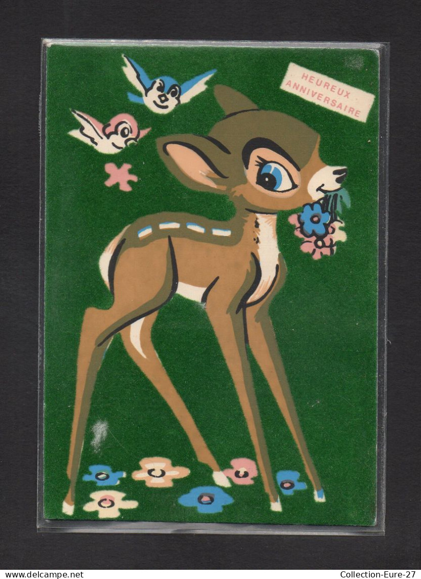 (16/04/24) THEME DISNEY-CPSM BAMBI - WALT DISNEY PRODUCTION - CARTE EN DAIM - Andere & Zonder Classificatie