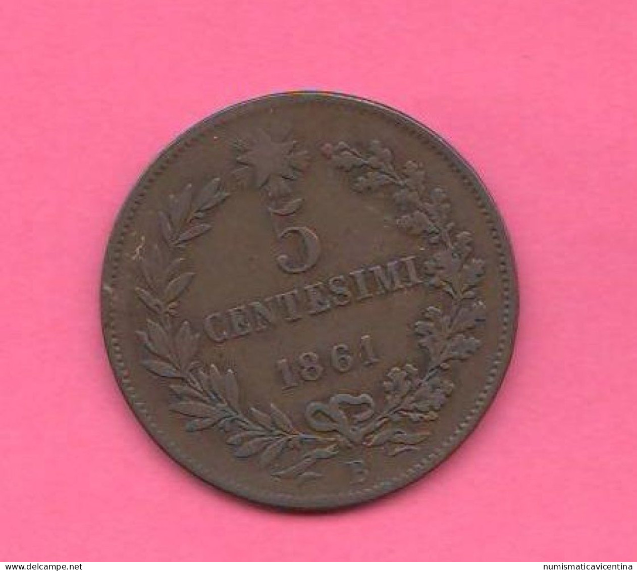 Italia 5 Centesimi 1861 B Mint Bologna Regno D'Italia Rare Coin - 1861-1878 : Víctor Emmanuel II