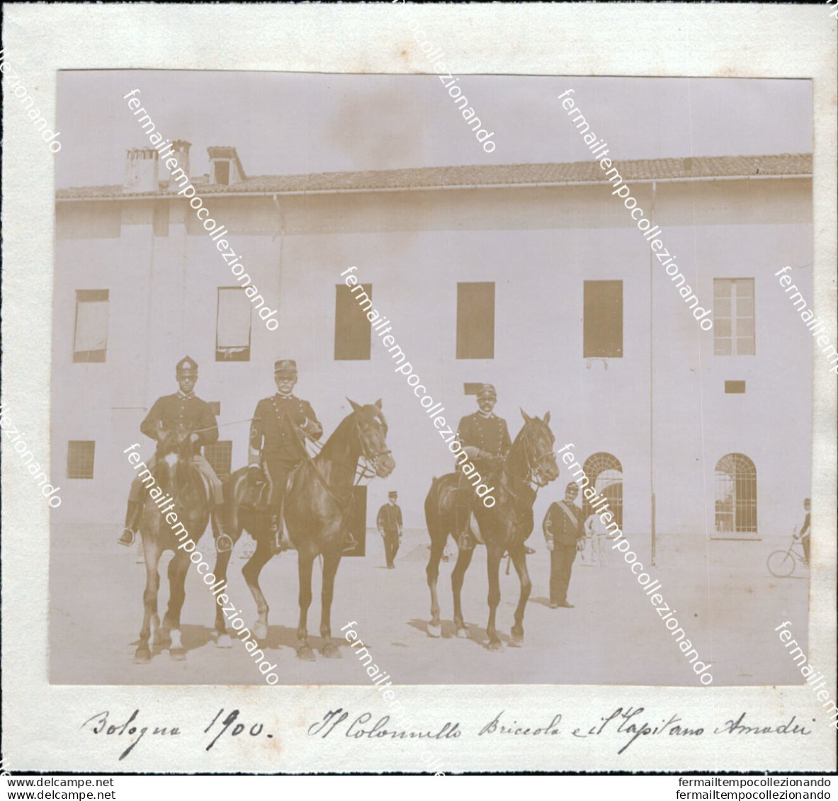 Au300 Foto Incollata Su Carta Bologna Citta' 1900 Militari Il Colonello Capitano - Bologna