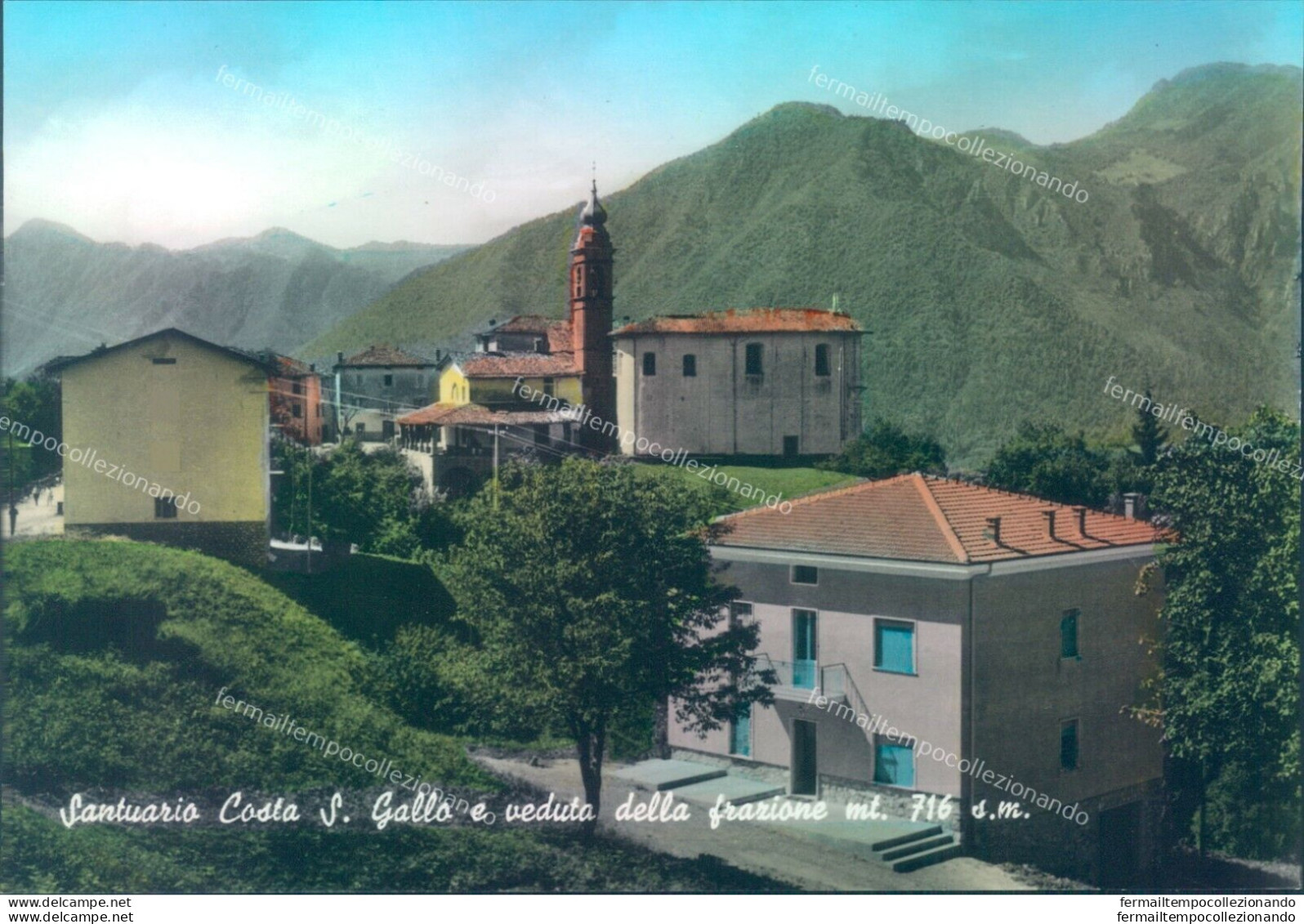 L389 Cartolina Santuario Costa S.gallo E Veduta Della Frazione Prov Di Bergamo - Bergamo