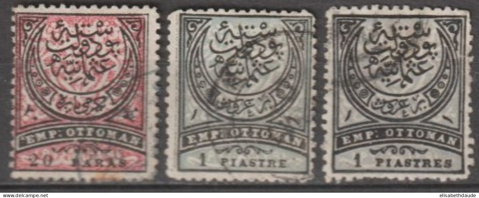 1880 - TURQUIE - YVERT N°52/53 + VARIETE ERREUR "1 PIASTRES" 53a OBLITERES - COTE = 23 EUR. - Gebraucht