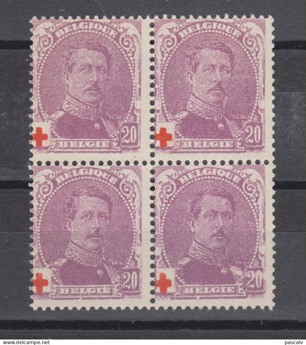 COB 131 ** Neuf Sans Charnière Bloc De 4 - 1914-1915 Rotes Kreuz