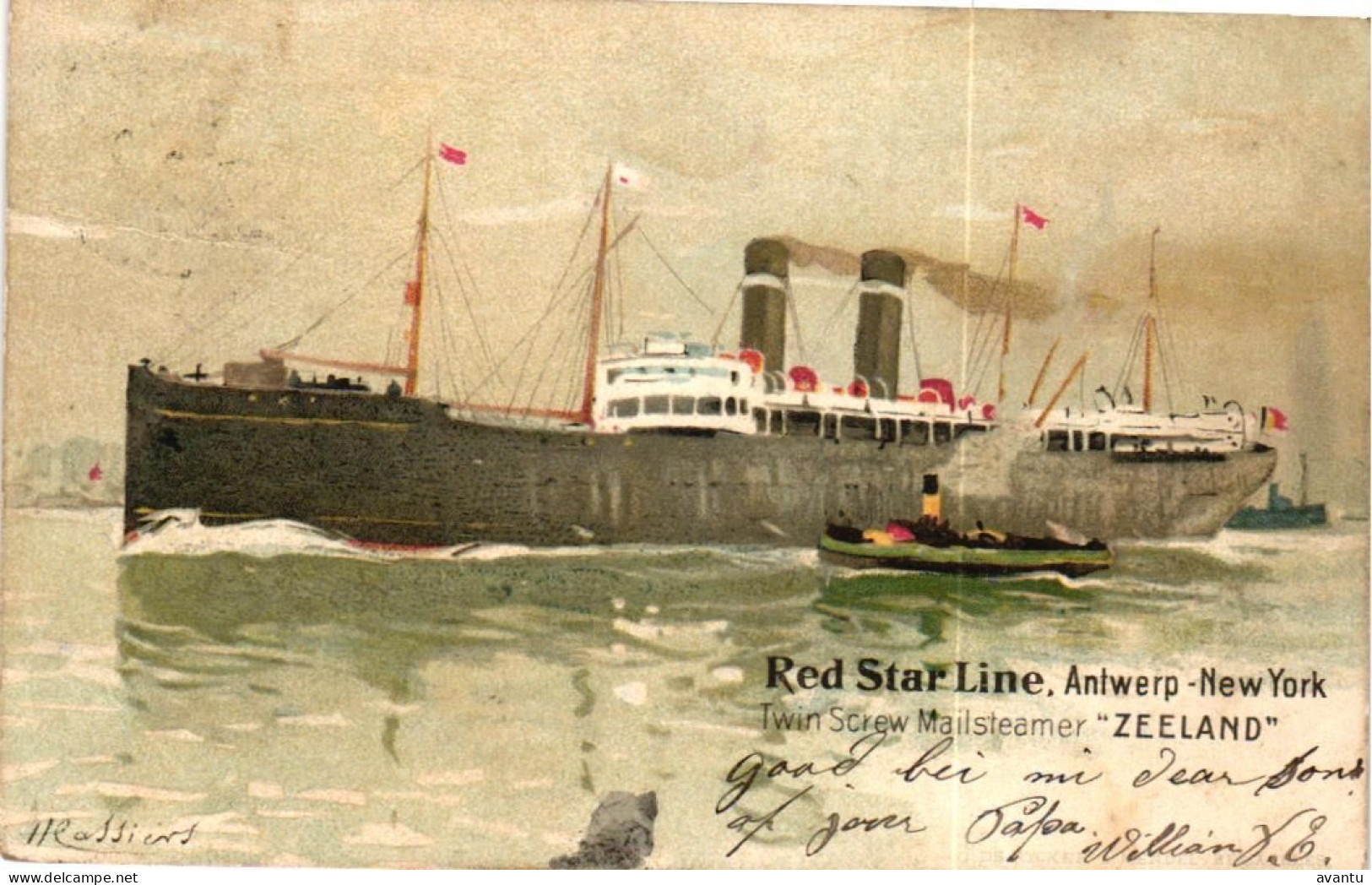 RED STAR LINE / ANTWERPEN NEW YORK / MAILSTEAMER ZEELAND - Handel