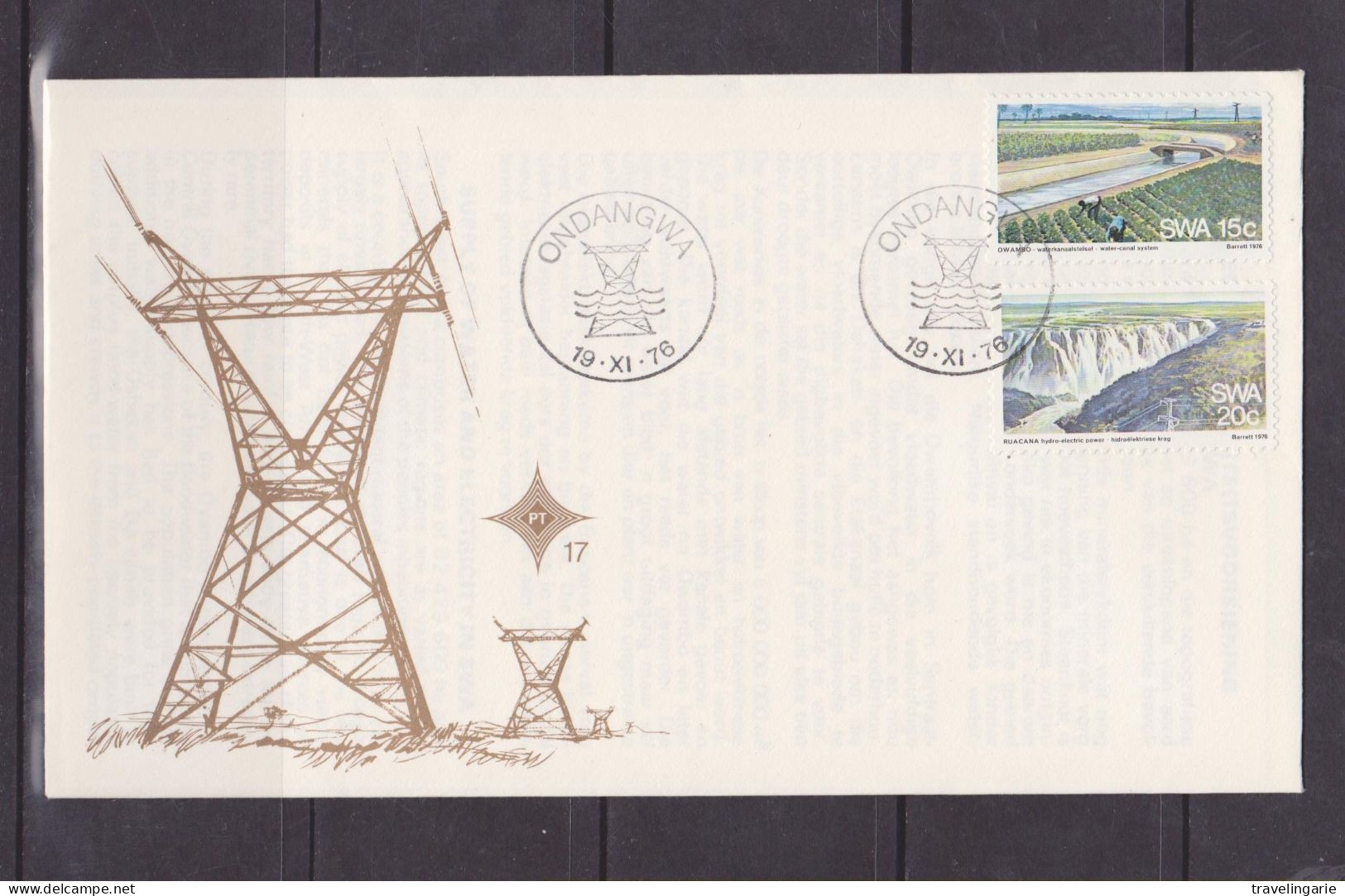 South West Africa 1976 Hydro-power FDC Nr. 17 Ondangwa Cancellation - Fabrieken En Industrieën