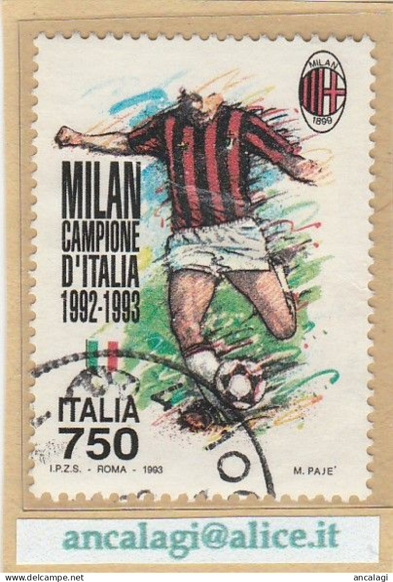 USATI ITALIA 1993 - Ref.0674 "MILAN CAMPIONE D'ITALIA" 1 Val. - - 1991-00: Gebraucht
