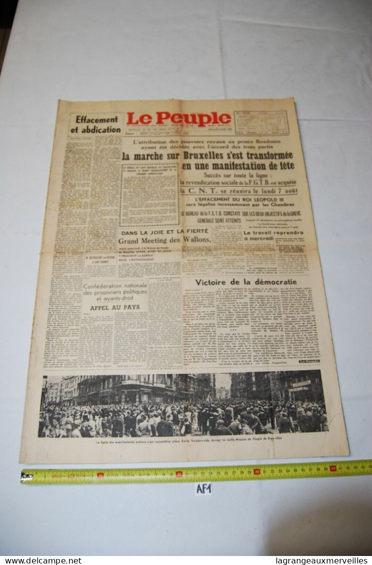 AF1 Ancien Journal - Le Peuple - 2 08 1950 - 1950 à Nos Jours