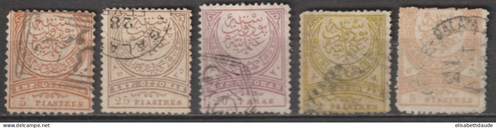 1880 - TURQUIE - YVERT N°59+64+73+76+78 OBLITERES - COTE = 97.5 EUR. - Used Stamps