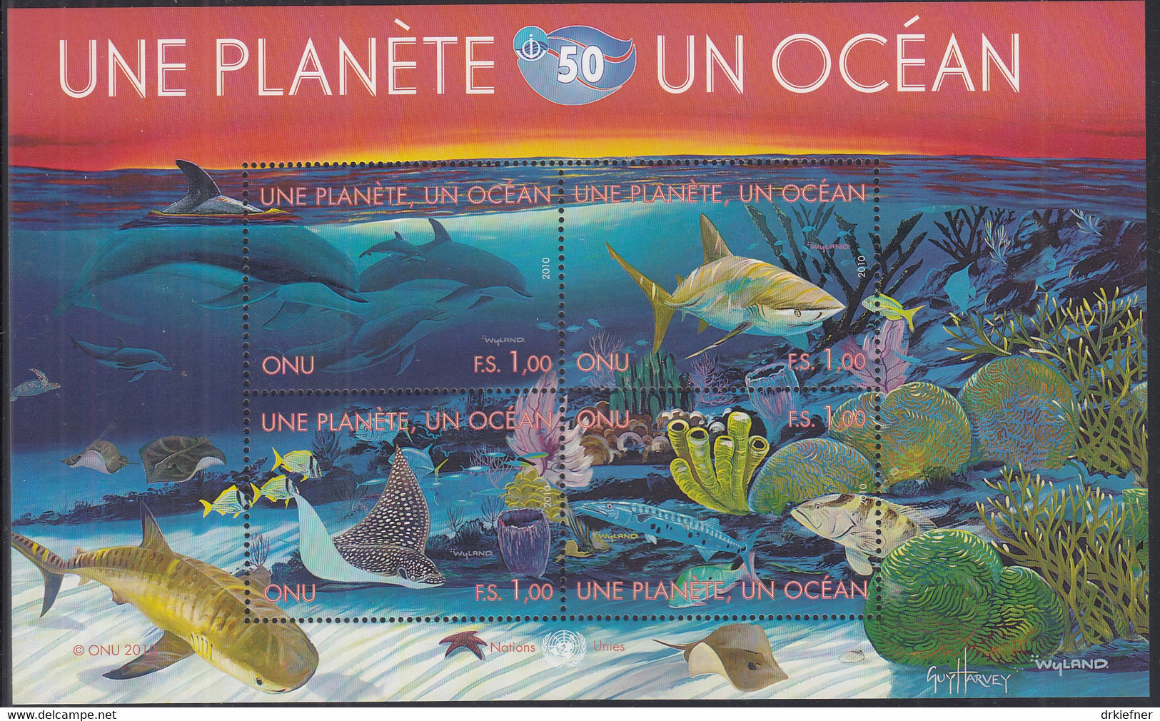 UNO GENF  Block 28, Postfrisch **, Ein Planet - Ein Ozean, 2010 - Hojas Y Bloques