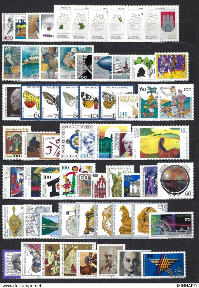 BUND Komplettjahrgang 1992 Postfrisch - Siehe Bild - Unused Stamps