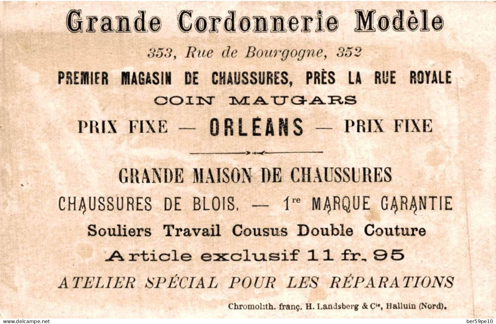 CHROMO GRANDE CORDONNERIE MODELE ORLEANS FILLETTES ET LES OISEAUX - Other & Unclassified