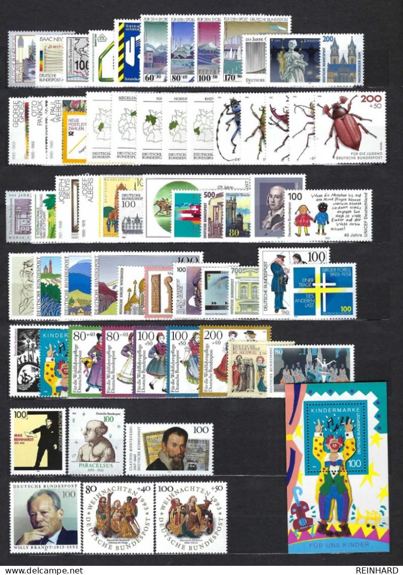 BUND Komplettjahrgang 1993 Postfrisch - Siehe Bild - Unused Stamps