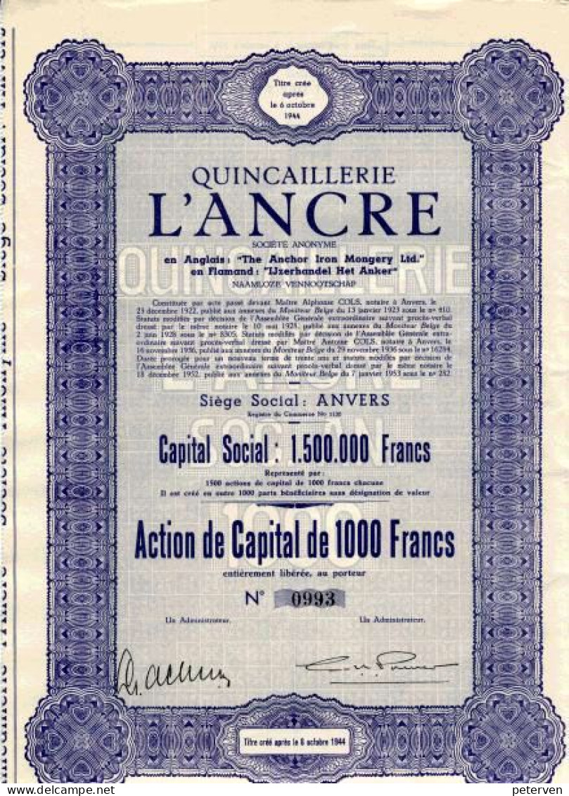 Quincaillerie L'ANCRE - IJzerhandel Het Anker - Industrie