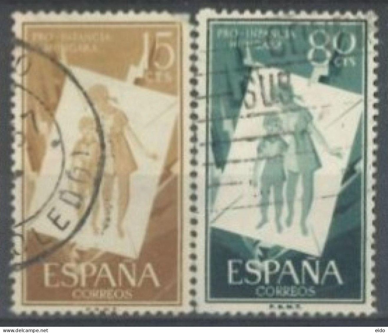 SPAIN, 1956, HUNGARIAN STAMP SET OF 2, # 858,& 860, USED. - Gebraucht