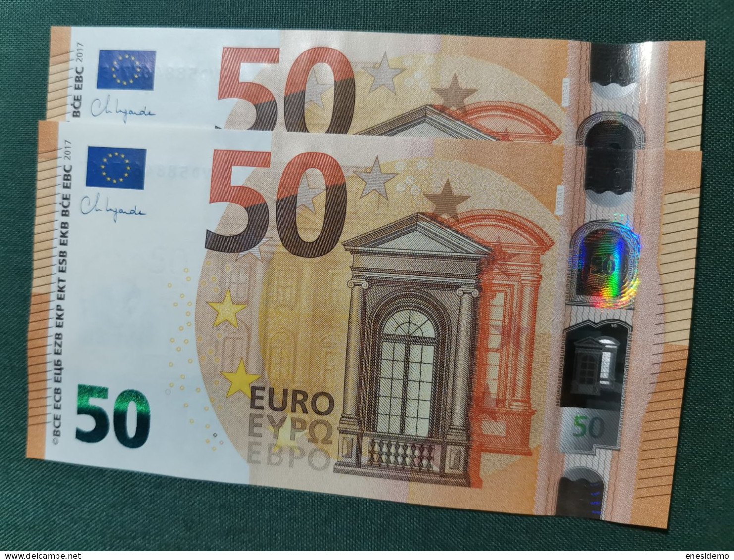 50 EURO SPAIN 2017 LAGARDE V033A1 VD CORRELATIVE COUPLE SC FDS UNCIRCULATED PERFECT