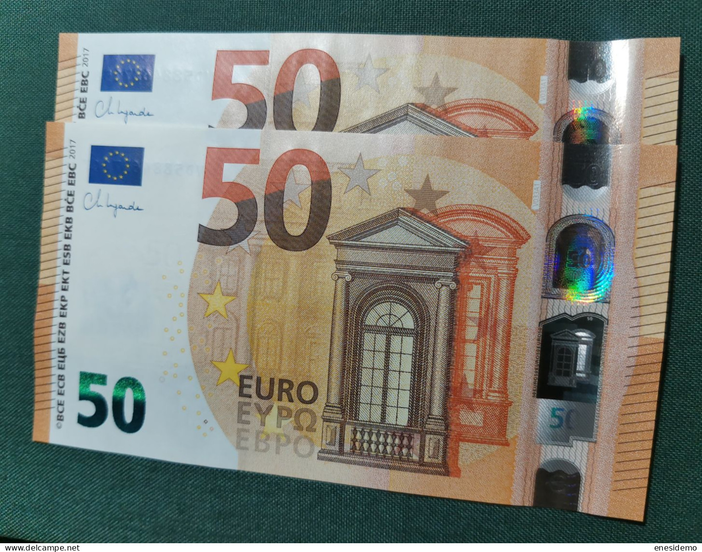 50 EURO SPAIN 2017 LAGARDE V033A1 VD CORRELATIVE COUPLE SC FDS UNCIRCULATED PERFECT