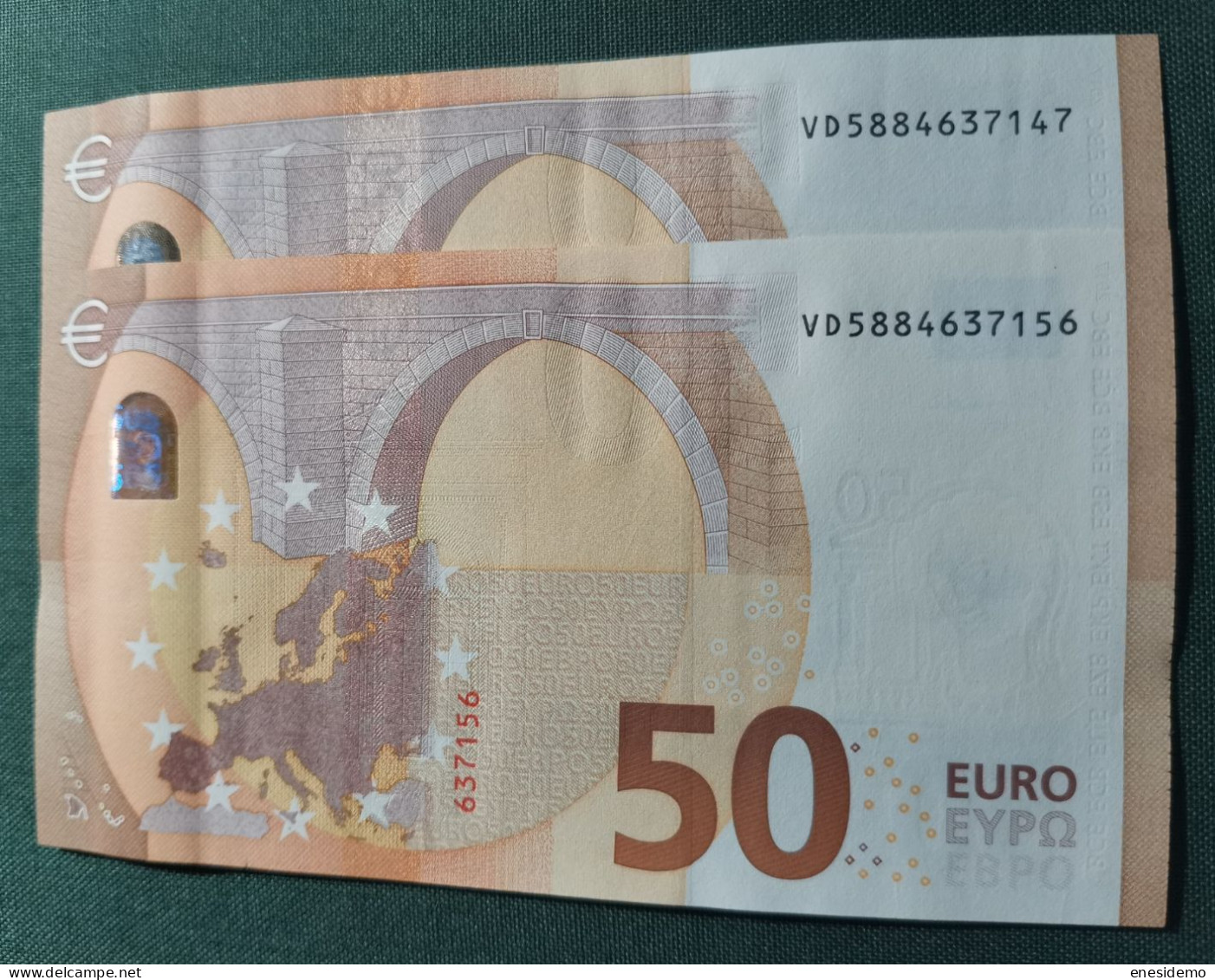 50 EURO SPAIN 2017 LAGARDE V033A1 VD CORRELATIVE COUPLE SC FDS UNCIRCULATED PERFECT