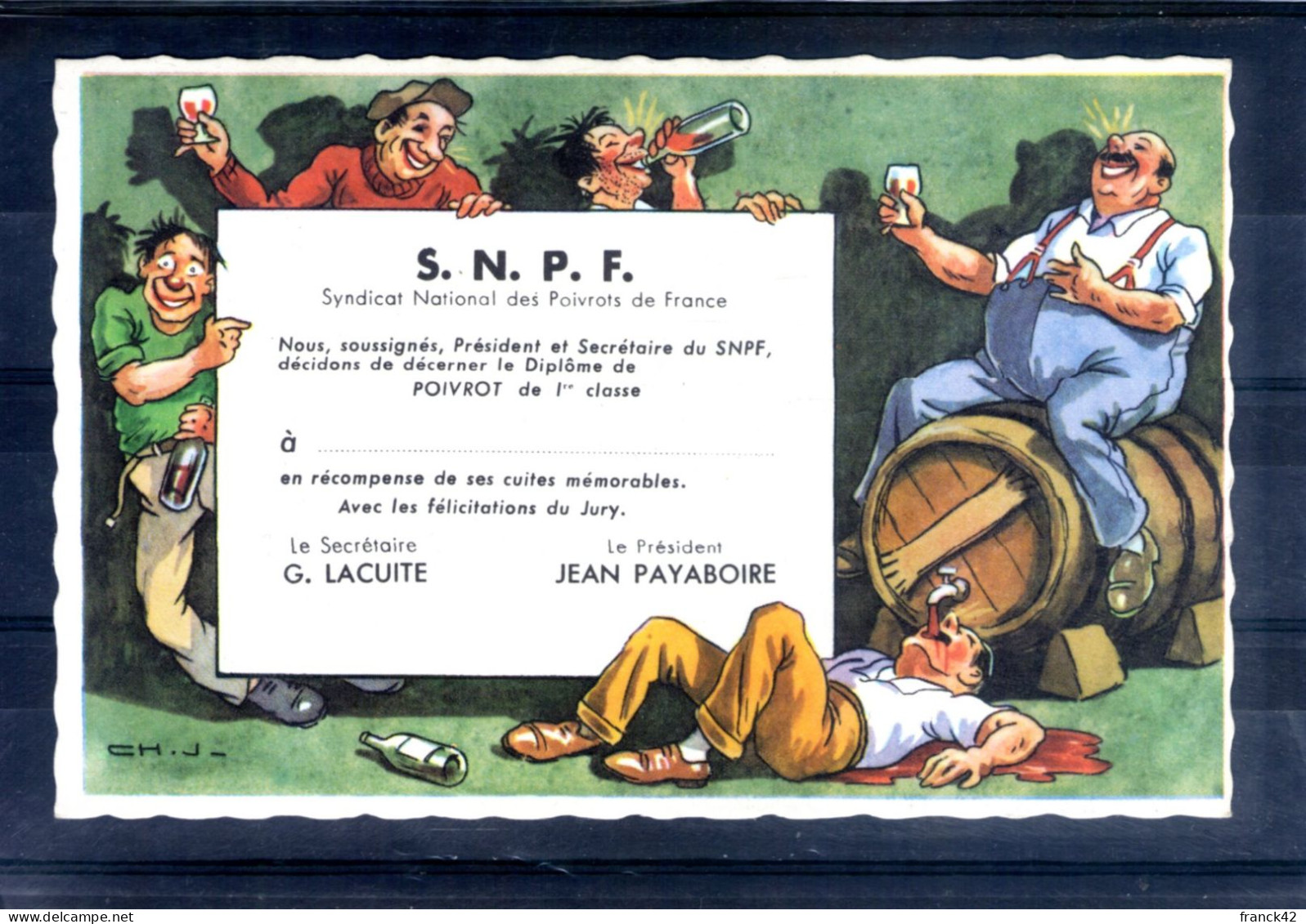 Carte Illustrée Humoristique. Syndicat National Des Poivrots Français - Humor