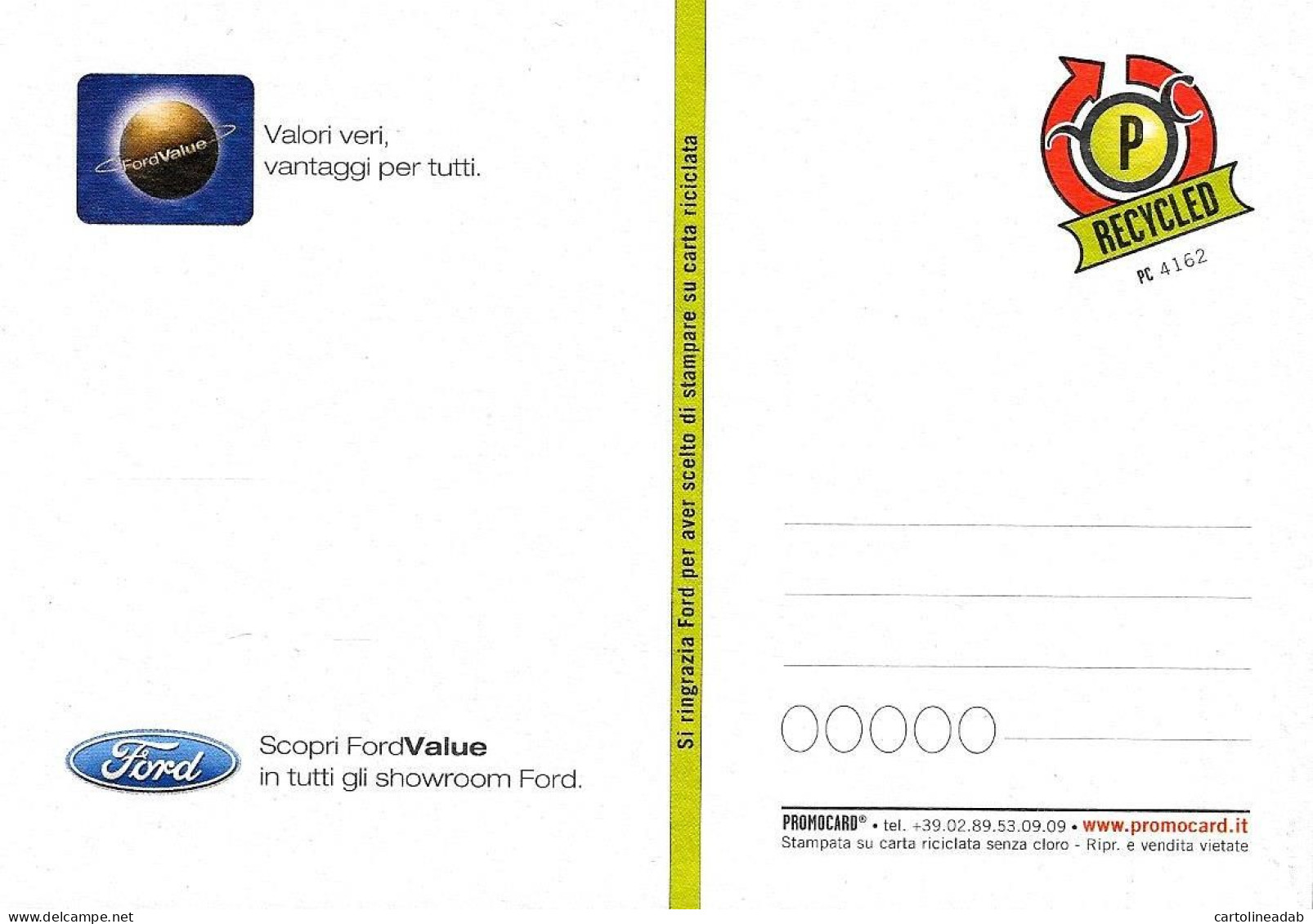 [MD9356] CPM - FORD SCOPRI FORD VALUE - PROMOCARD 4162 - PERFETTA - Non Viaggiata - Pubblicitari