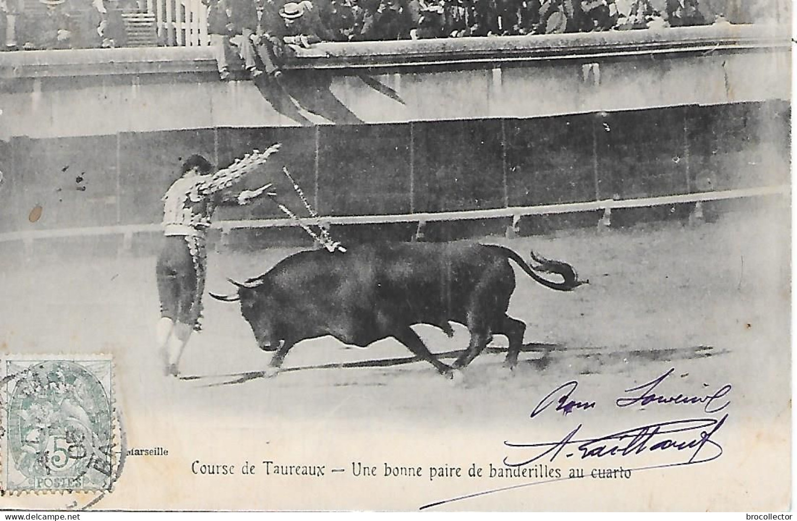 COURSE De TAUREAUX - Une Bonne Paire De Banderilles Au Cuarto - Corridas