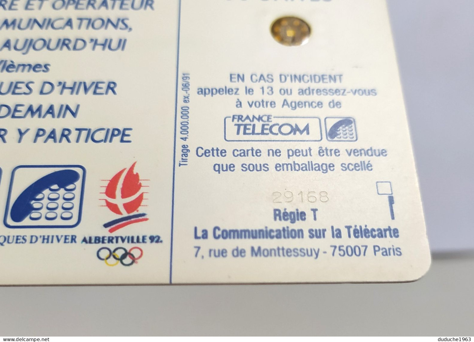 Télécarte France - Jeux Olympiques D'Hiver 1992 - Ohne Zuordnung