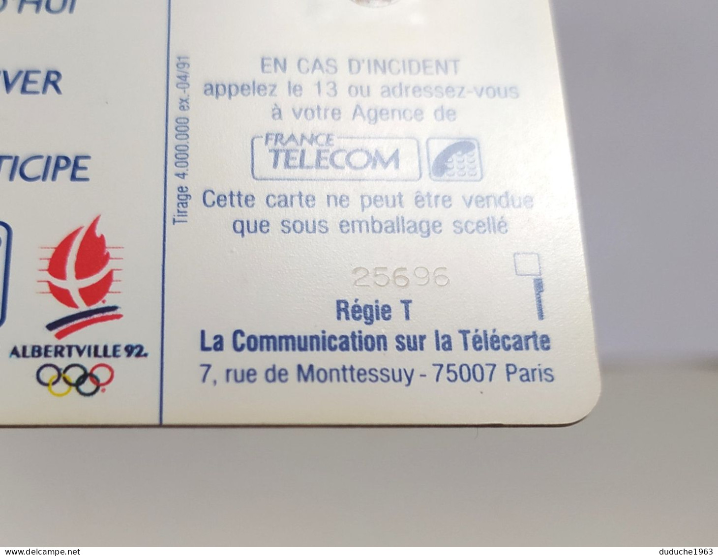 Télécarte France - Jeux Olympiques D'Hiver 1992 - Sin Clasificación