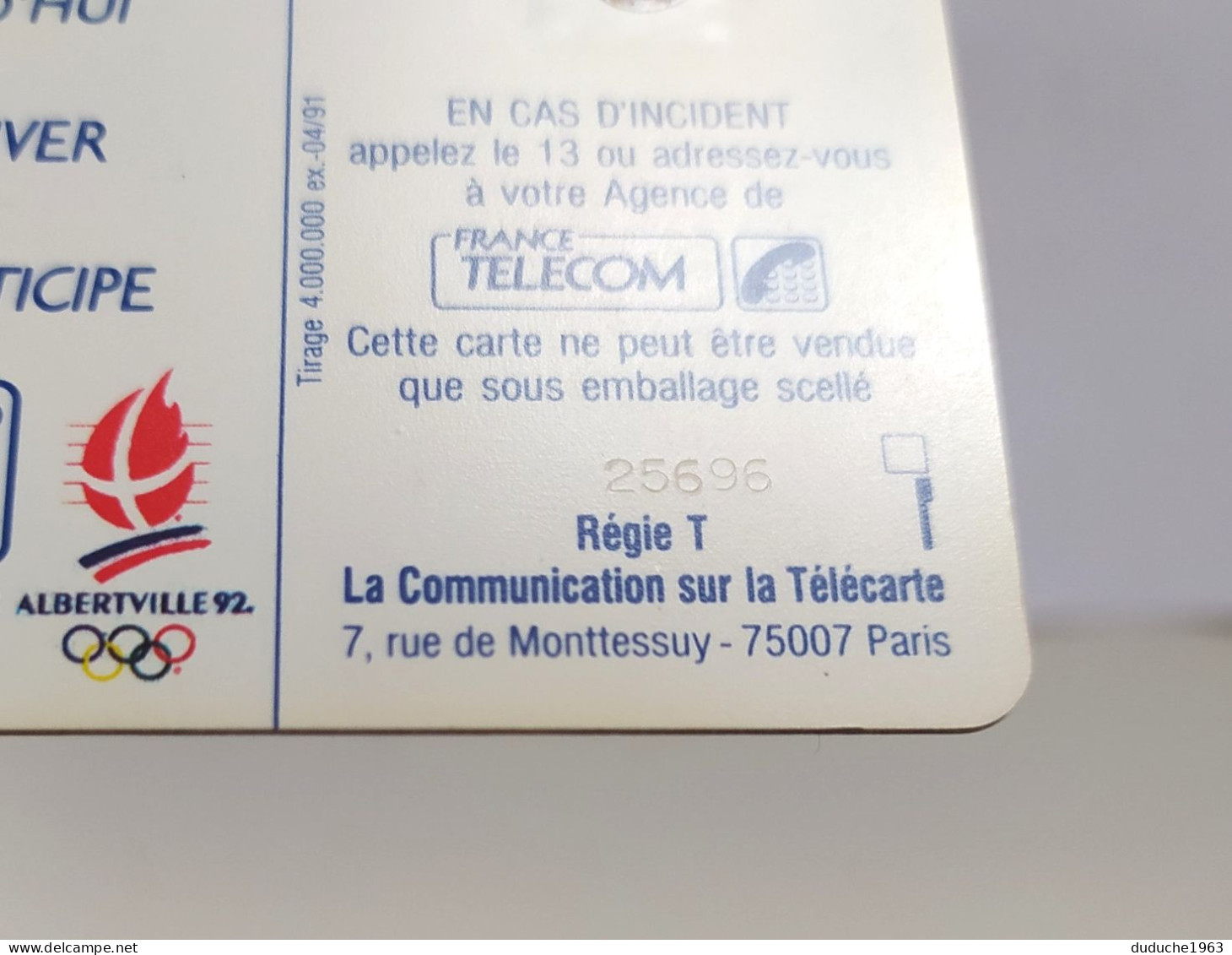 Télécarte France - Jeux Olympiques D'Hiver 1992 - Zonder Classificatie