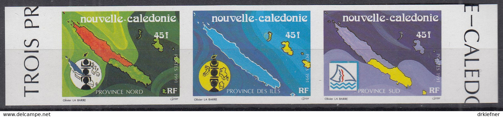 NEUKALEDONIEN  903-905, Postfrisch **, Geschnitten, Die Drei Provinzen Neukaledoniens, 1991 - Unused Stamps