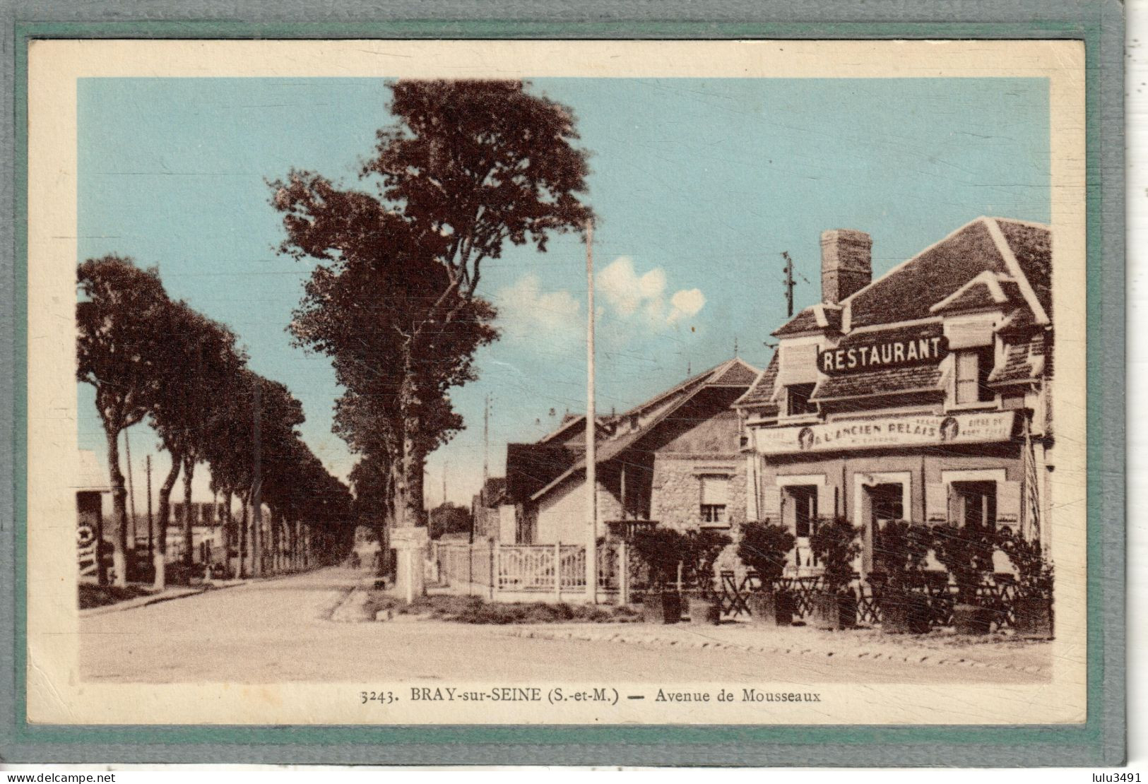 CPA (77) BRAY-sur-SEINE - Aspect Du Restaurant à L'ancien Relais De L'avenue De Mousseaux En 1942 - Carte Colorisée - Bray Sur Seine