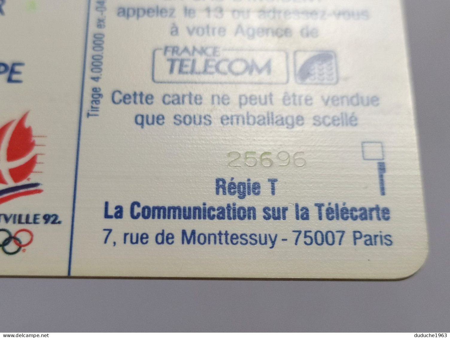 Télécarte France - Jeux Olympiques D'Hiver 1992 - Sin Clasificación