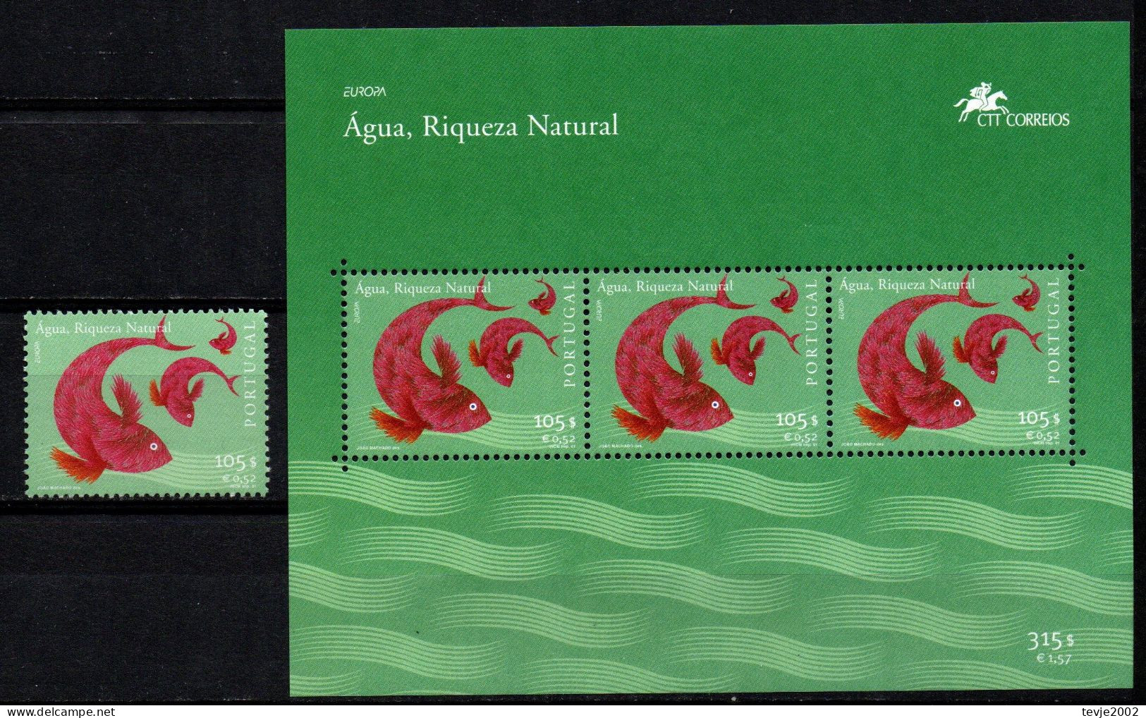 Portugal 2001 - Mi.Nr. 2503 + Block 168 - Postfrisch MNH - Tiere Animals Fische Fishes Europa CEPT - 2001