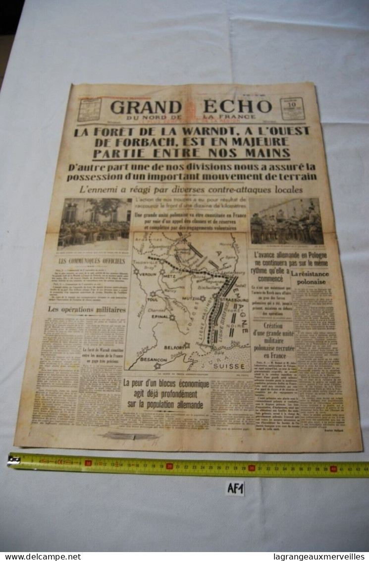 AF1 Ancien Journal - Grand Echo - 10 09 1939 - Other & Unclassified