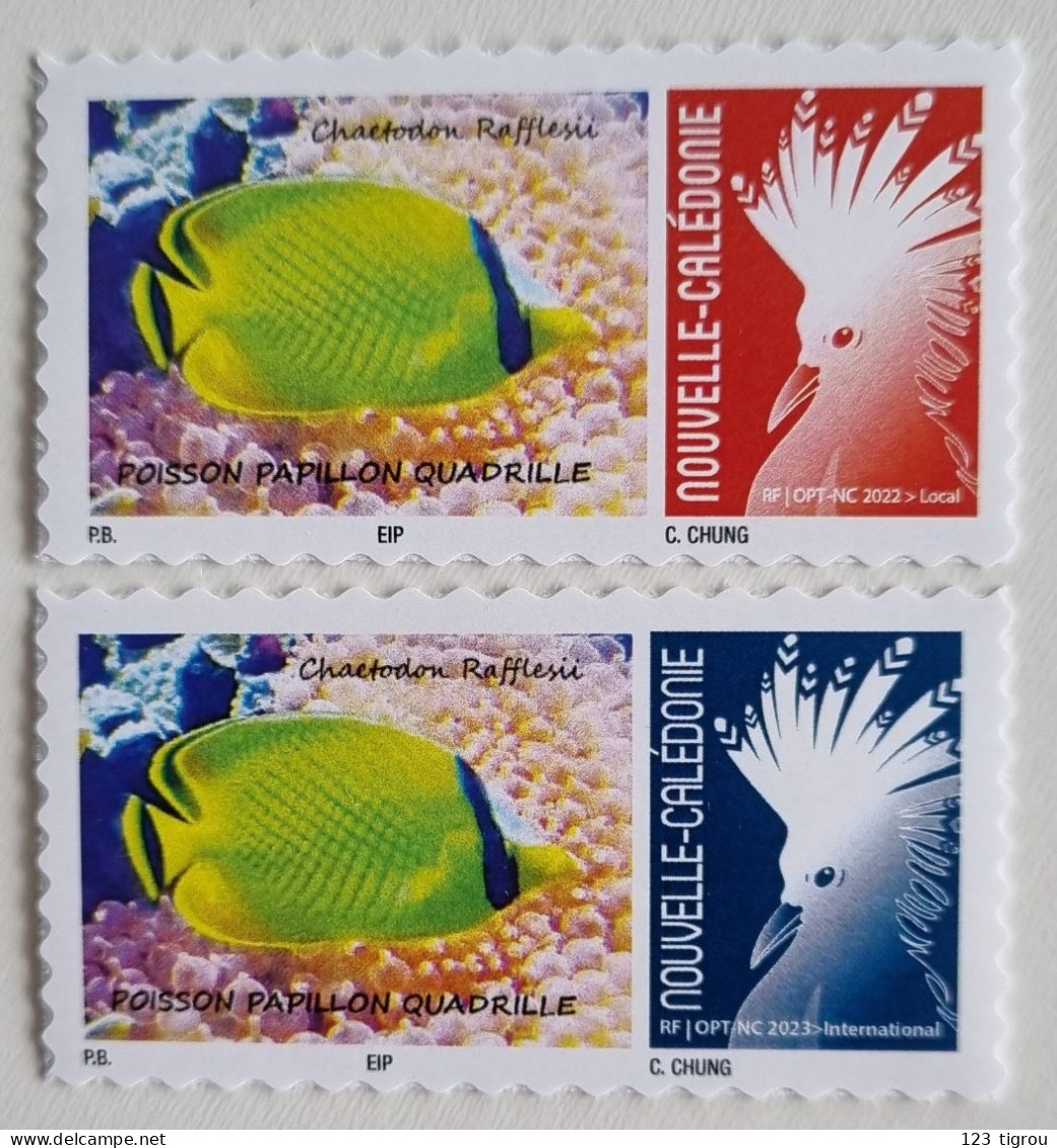 SERIE CAGOU PERSONNALISE LOGO POISSON PAPILLON QUADRILLE 2024 ISSUE D'UNE FEUILLE DE 25 TIMBRES TB - Ungebraucht