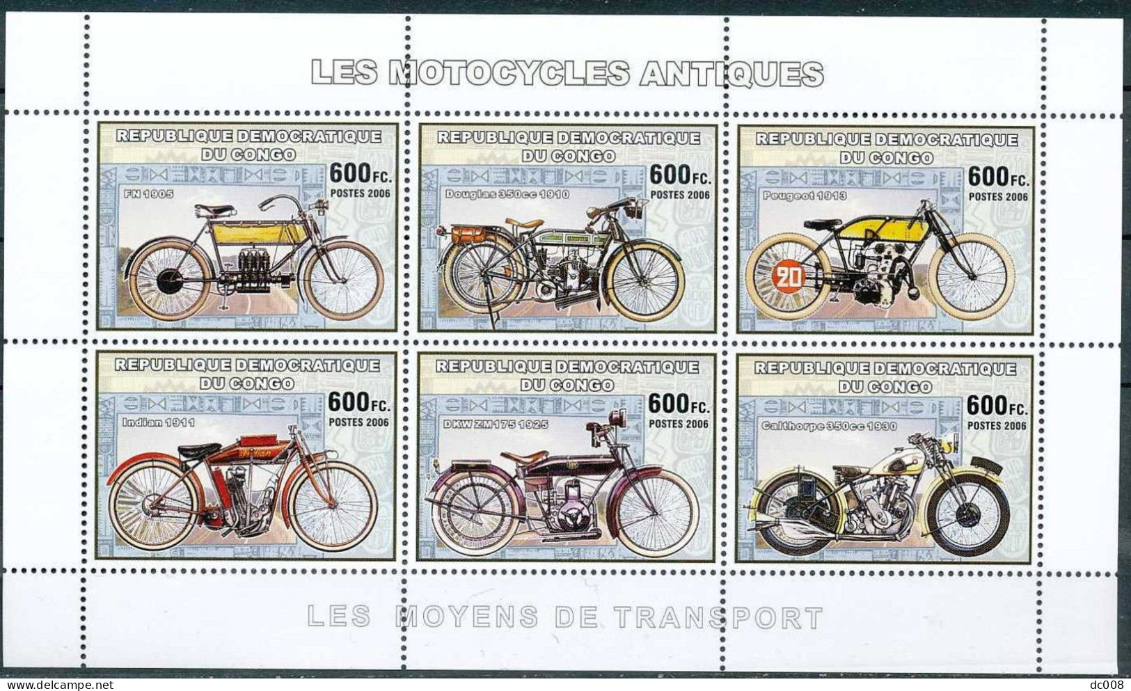 2006 Les Motocycles Antiques Complet-volledig 7 Blocs - Ongebruikt