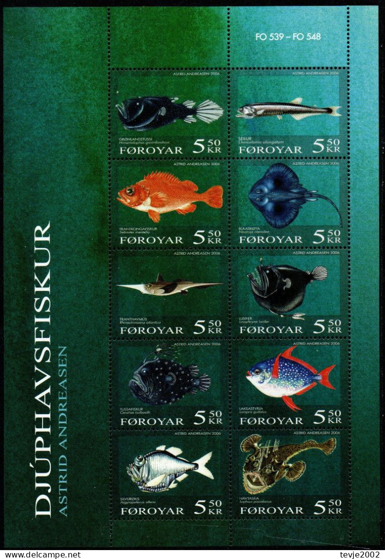 Färöer 2006 - Mi.Nr. 547 - 556 Kleinbogen - Postfrisch MNH - Tiere Animals Fische Fishes - Fishes