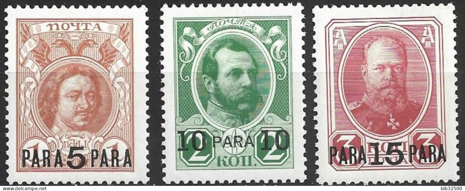 1913 - Timbres De Russie - Tricentenaire Des Romanov Surchargés - N° 175 - 176 - 177- Neufs ** -10 - Turkish Empire