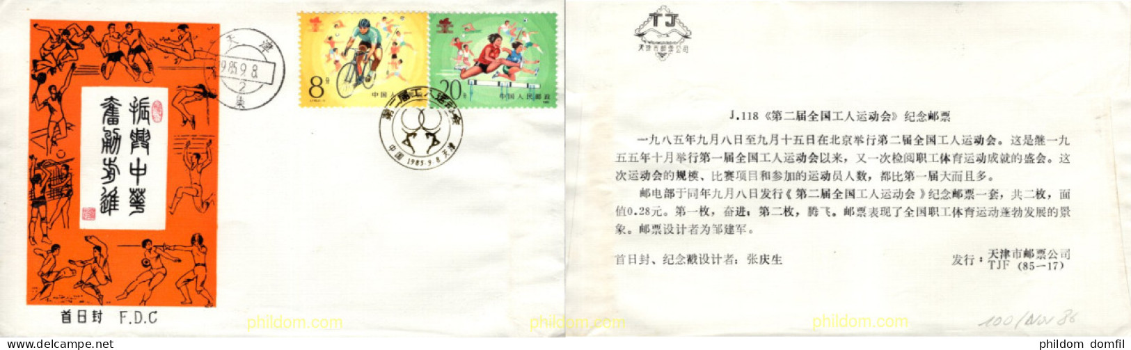 719656 MNH CHINA. República Popular 1985 2 JUEGOS NACIONALES DE LOS TRABAJADORES - Ongebruikt