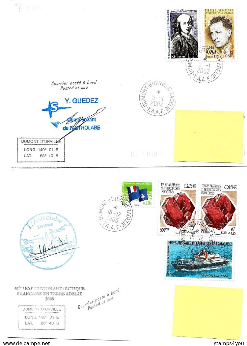 PO - 51 - 4 Plis Terre Adélie Avec Cachets Illustrés - Storia Postale